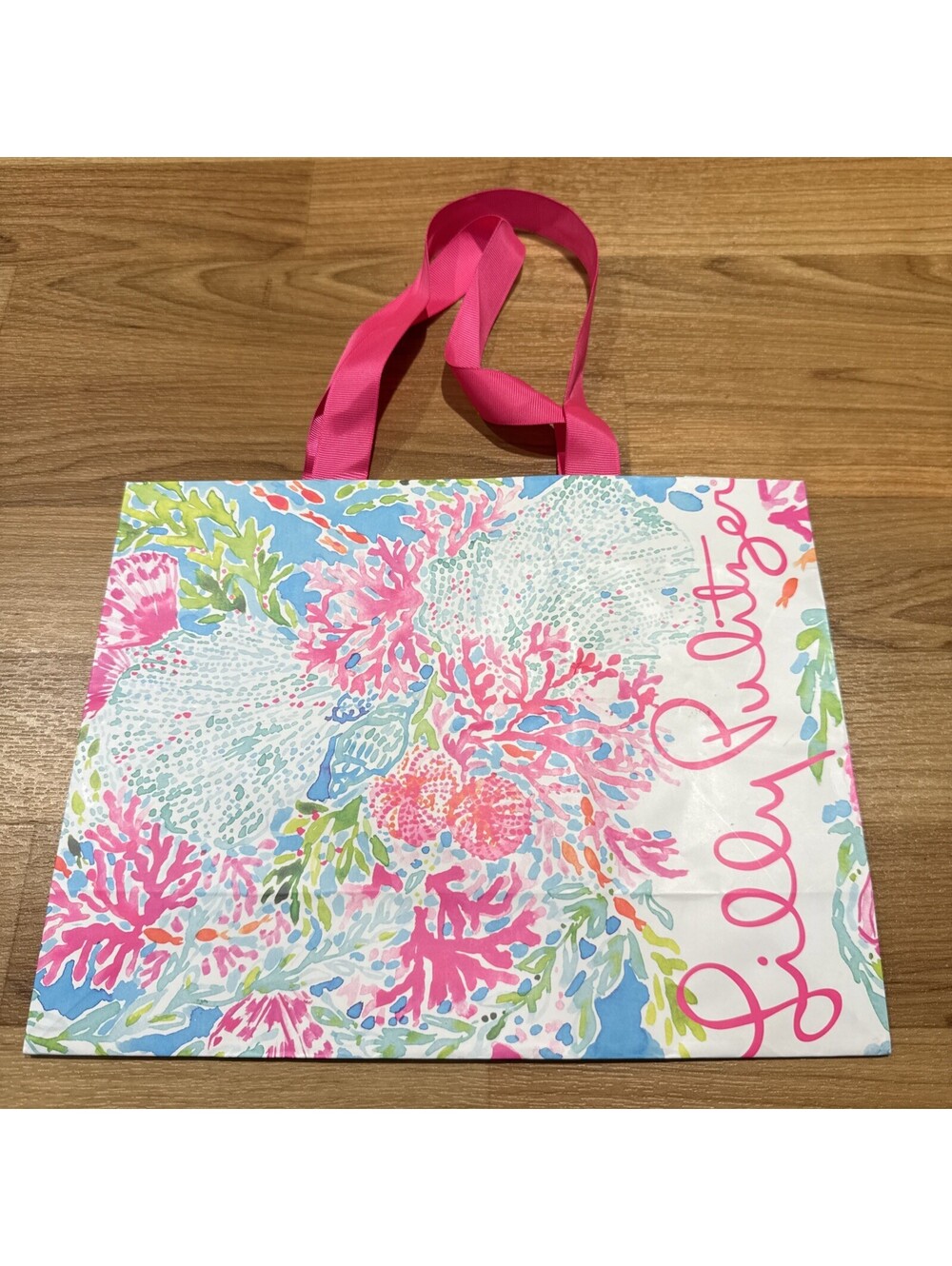 Lilly Pulitzer  CORAL PRINT Paper Gift Bag 11in x 8in